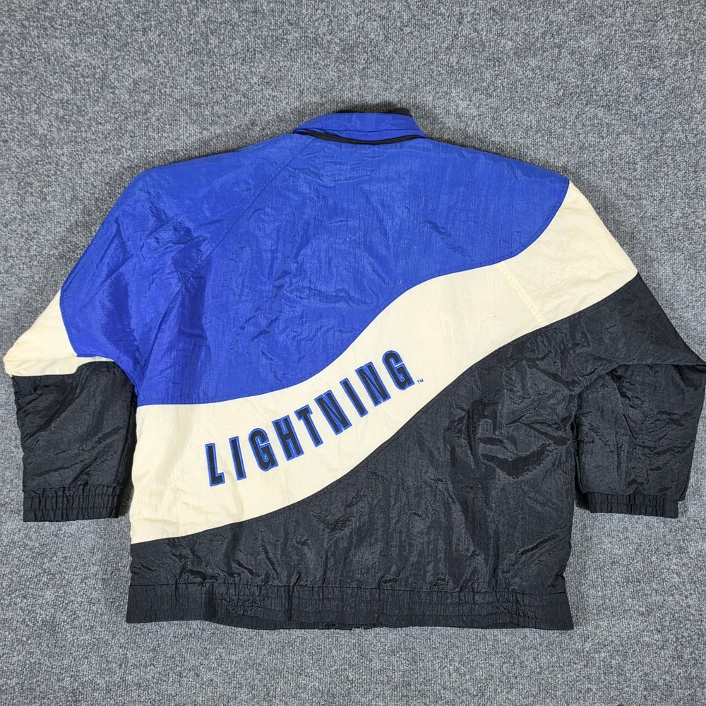 Vintage 90s Apex One Tampa Bay Lightning NHL Jacket Men XL Blue Black Colorblock
